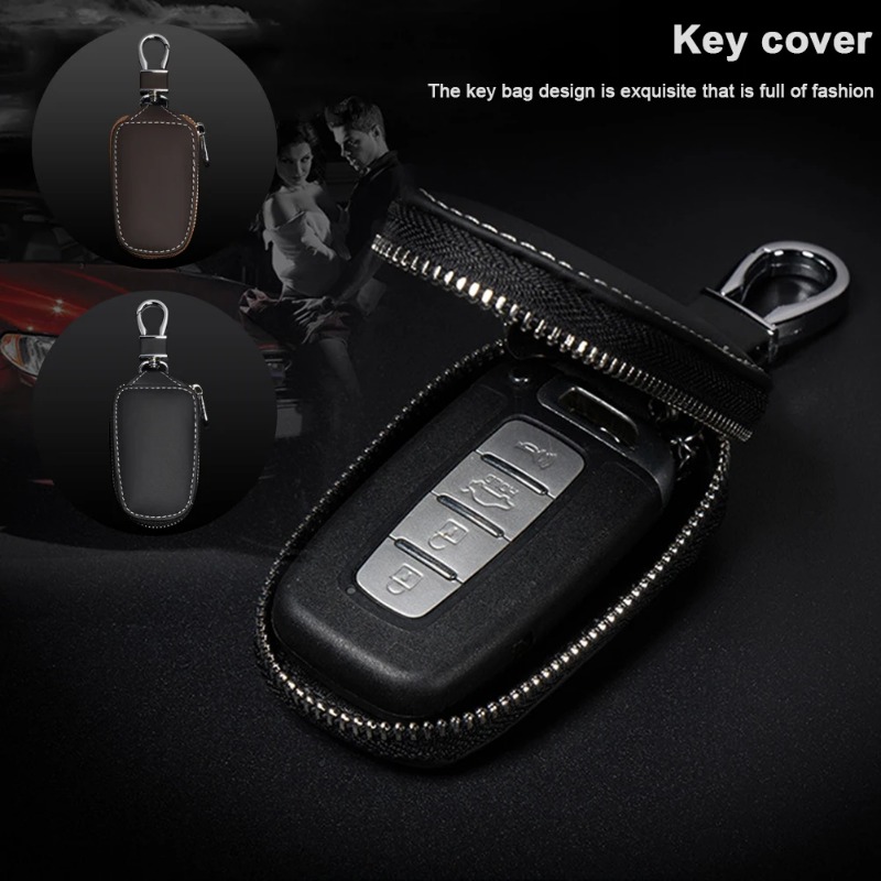 Key Holder Leather Pouch - Evrensel Moda Deri Akıllı Çevirmeli Uzaktan