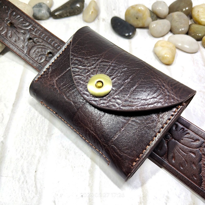 Key Holder Leather Pouch - Blongk Mini bel çantası ince kemer