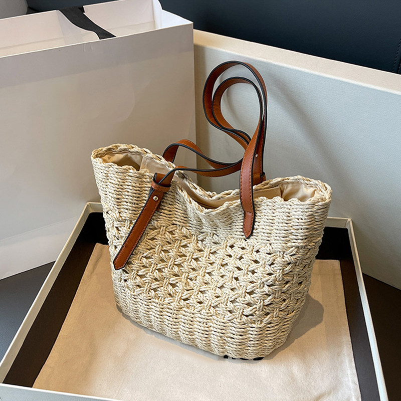 Luxury Beach Bags Ysl - Tasarımcı Rahat Rattan Hasır Tote Çanta