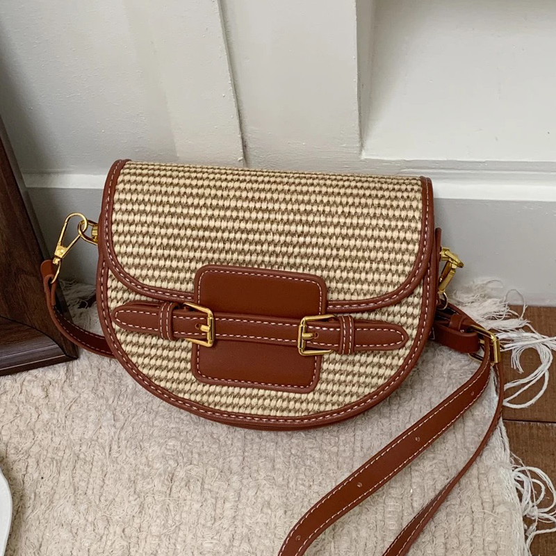 Luxury Bags Designer - İngiltere Tarzı Mini Hasır Eyer Çantaları