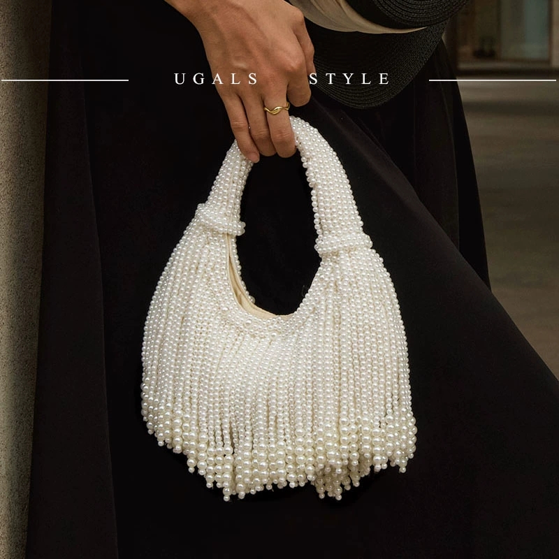 Luxury Bags Supplier - Tasarım Saplı İncili Abiye El Çantası